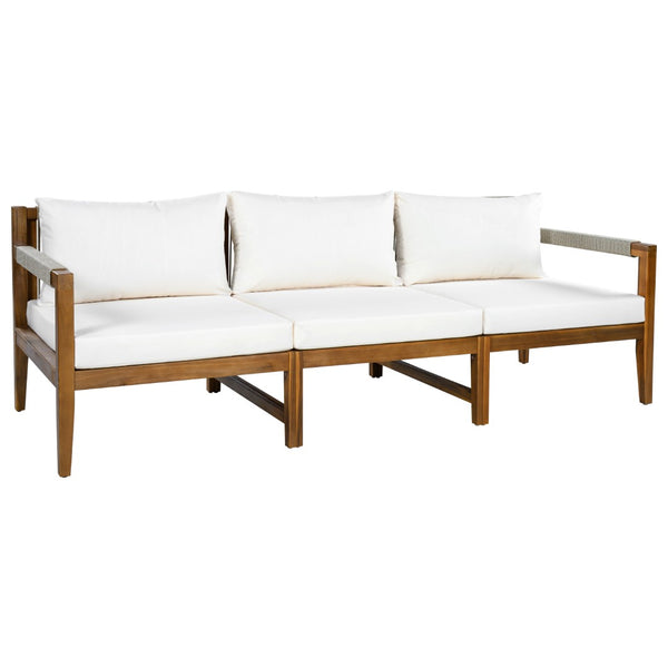 English Elm 3 Piece Outdoor Acacia Wood Rope Woven Conversation Set with Deep Lounge Seating N719Z000240A