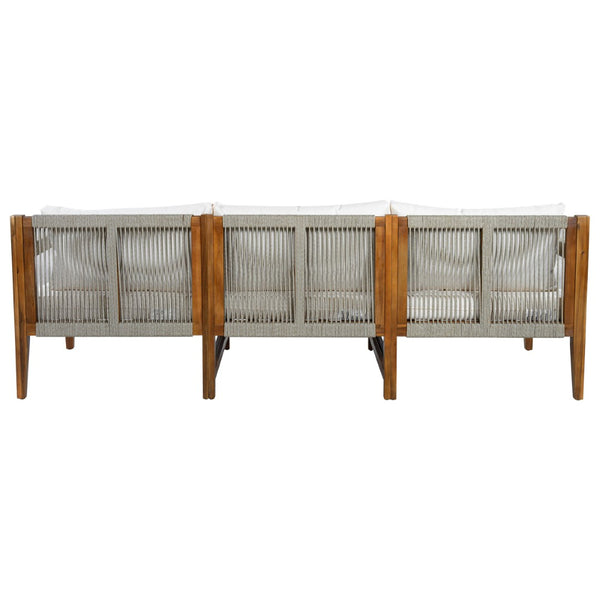 English Elm 3 Piece Outdoor Acacia Wood Rope Woven Conversation Set with Deep Lounge Seating N719Z000240A