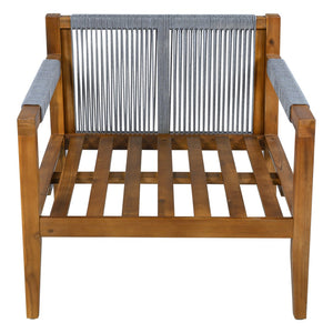 English Elm 3 Piece Outdoor Rope Woven Acacia Wood Patio Set with Deep Seats for Deck or Poolside N719Z000240E