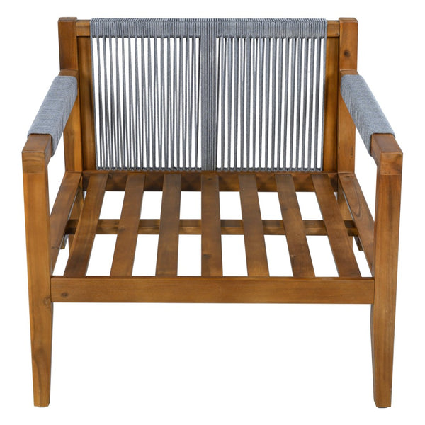 English Elm 3 Piece Outdoor Rope Woven Acacia Wood Patio Set with Deep Seats for Deck or Poolside N719Z000240E