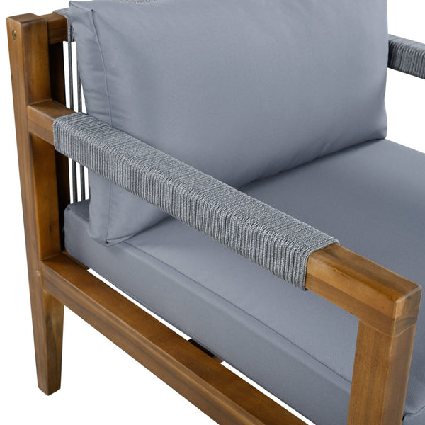 English Elm 3 Piece Outdoor Rope Woven Acacia Wood Patio Set with Deep Seats for Deck or Poolside N719Z000240E