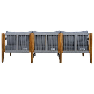 English Elm 3 Piece Outdoor Rope Woven Acacia Wood Patio Set with Deep Seats for Deck or Poolside N719Z000240E