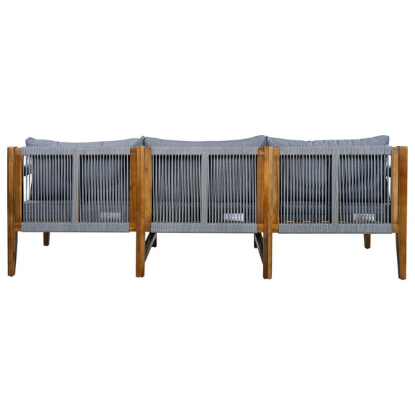 English Elm 3 Piece Outdoor Rope Woven Acacia Wood Patio Set with Deep Seats for Deck or Poolside N719Z000240E