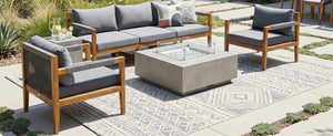 English Elm 3 Piece Outdoor Rope Woven Acacia Wood Patio Set with Deep Seats for Deck or Poolside N719Z000240E