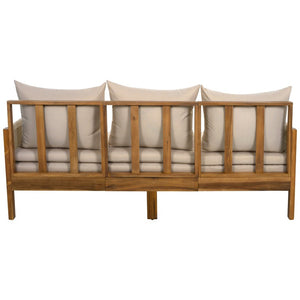 English Elm Outdoor Acacia Wood Daybed Sofa with Rope Woven Arms Converts to Poolside Sunbed Brown N719Z000260D