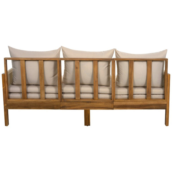 English Elm Outdoor Acacia Wood Daybed Sofa with Rope Woven Arms Converts to Poolside Sunbed Brown N719Z000260D