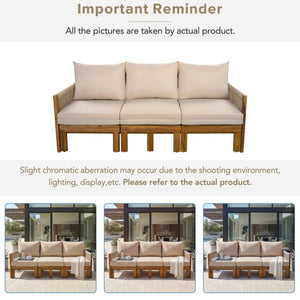English Elm Outdoor Acacia Wood Daybed Sofa with Rope Woven Arms Converts to Poolside Sunbed Brown N719Z000260D