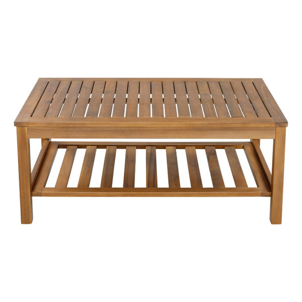 English Elm 4 Piece Acacia Wood Rattan Outdoor Sofa Set with Slatted Coffee Table for Patios 2-Piece Set Beige N719Z000271A
