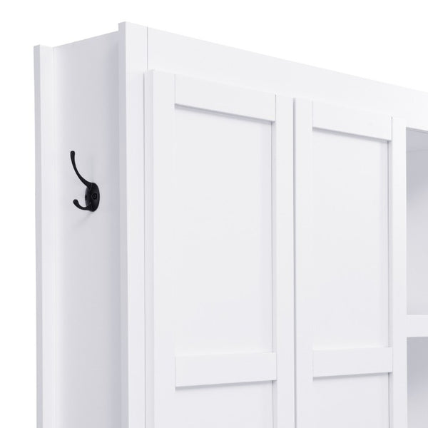 English Elm Hall Tree Modern Farmhouse Entryway Organizer with Cabinet Storage and Wood Bench Seat N721P286078K