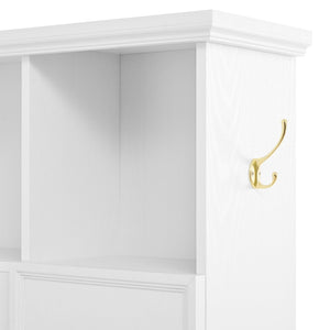 English Elm Hall Tree Farmhouse Entryway Organizer with Cabinet Storage Bench and Gold Hooks N721P313980K