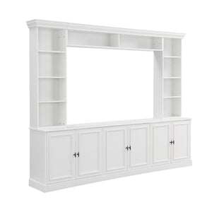English Elm Tv Stand Mid-Century Entertainment Center with Open Shelves and Retro Cabinet Doors N721P379049K