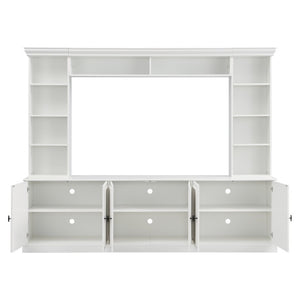 English Elm Tv Stand Mid-Century Entertainment Center with Open Shelves and Retro Cabinet Doors N721P379049K