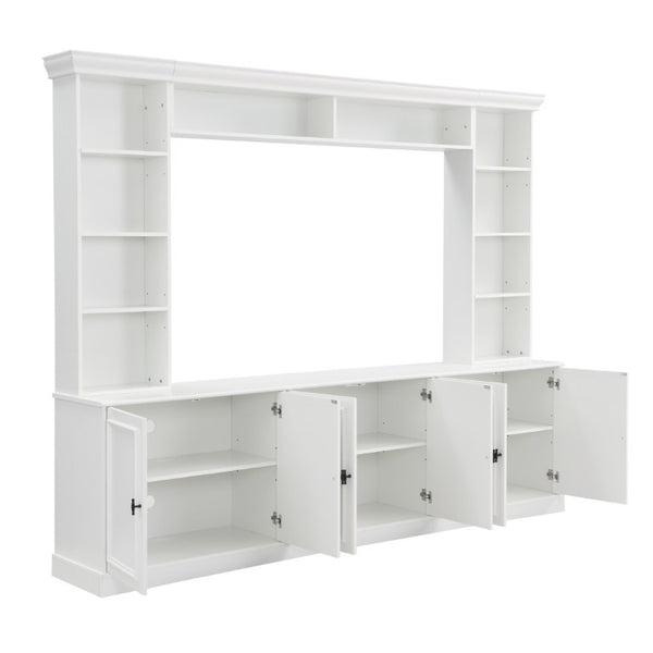 English Elm Tv Stand Mid-Century Entertainment Center with Open Shelves and Retro Cabinet Doors N721P379049K