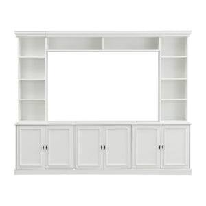 English Elm Tv Stand Mid-Century Entertainment Center with Open Shelves and Retro Cabinet Doors N721P379049K