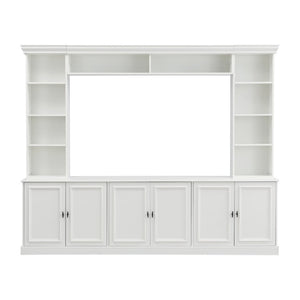 English Elm Tv Stand Mid-Century Media Console with Curved Top Adjustable Shelves and Cabinet Storage N721P379050K