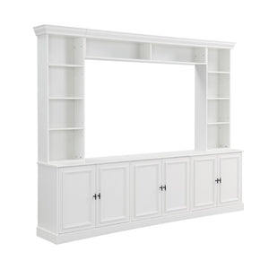 English Elm Tv Stand Mid-Century Media Console with Curved Top Painted Doors and Adjustable Shelves N721P379051K