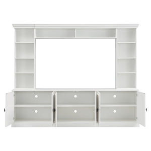 English Elm Tv Stand Mid-Century Media Console with Curved Top Painted Doors and Adjustable Shelves N721P379051K