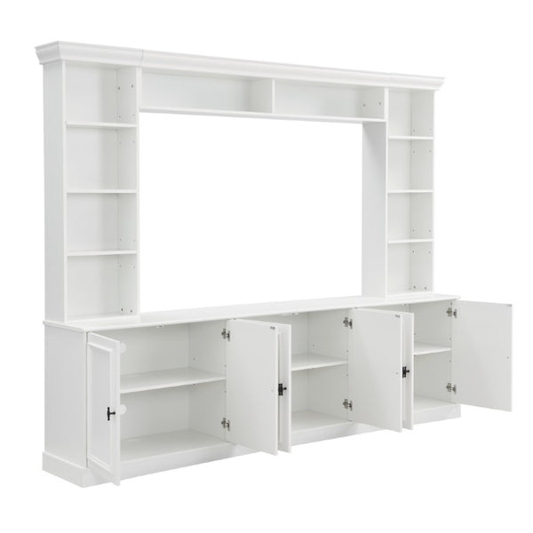 English Elm Tv Stand Mid-Century Media Console with Curved Top Painted Doors and Adjustable Shelves N721P379051K