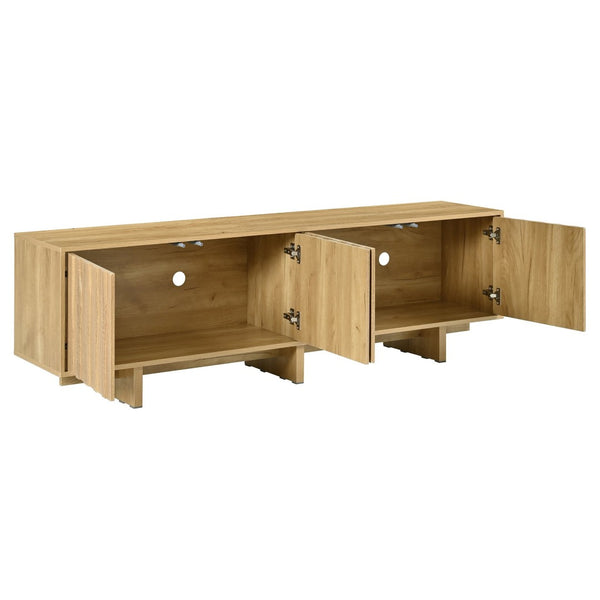 English Elm [video Provided] Retro Wood Grain Media Console with Wavy Doors Fits Tvs up to 75 Inches N721P379534L