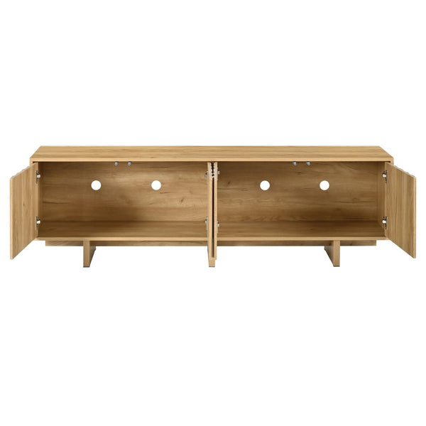 English Elm [video Provided] Retro Wood Grain Media Console with Wavy Doors Fits Tvs up to 75 Inches N721P379534L