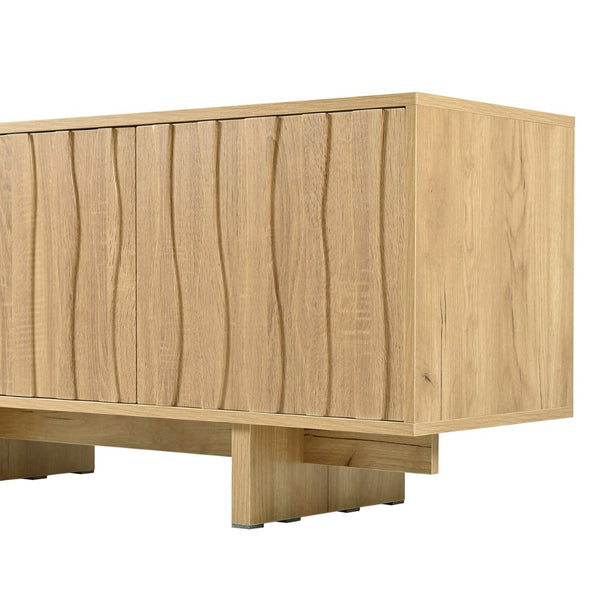English Elm [video Provided] Retro Wood Grain Media Console with Wavy Doors Fits Tvs up to 75 Inches N721P379534L