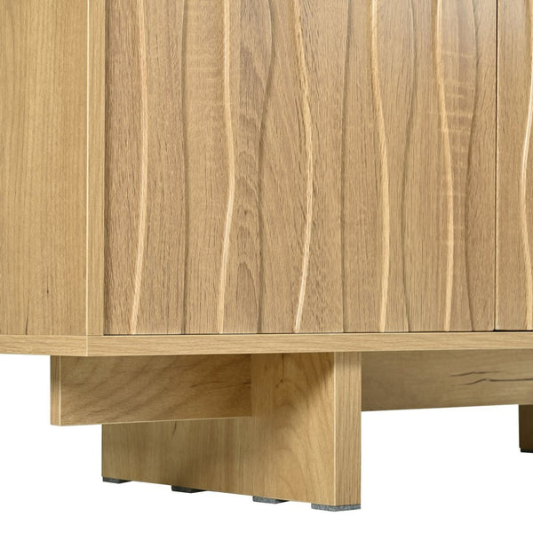 English Elm [video Provided] Retro Wood Grain Media Console with Wavy Doors Fits Tvs up to 75 Inches N721P379534L