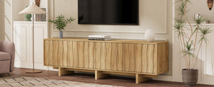 English Elm [video Provided] Retro Wood Grain Media Console with Wavy Doors Fits Tvs up to 75 Inches N721P379534L