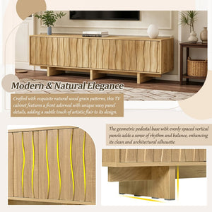 English Elm [video Provided] Retro Wood Grain Media Console with Wavy Doors Fits Tvs up to 75 Inches N721P379534L