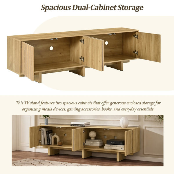 English Elm [video Provided] Retro Wood Grain Media Console with Wavy Doors Fits Tvs up to 75 Inches N721P379534L