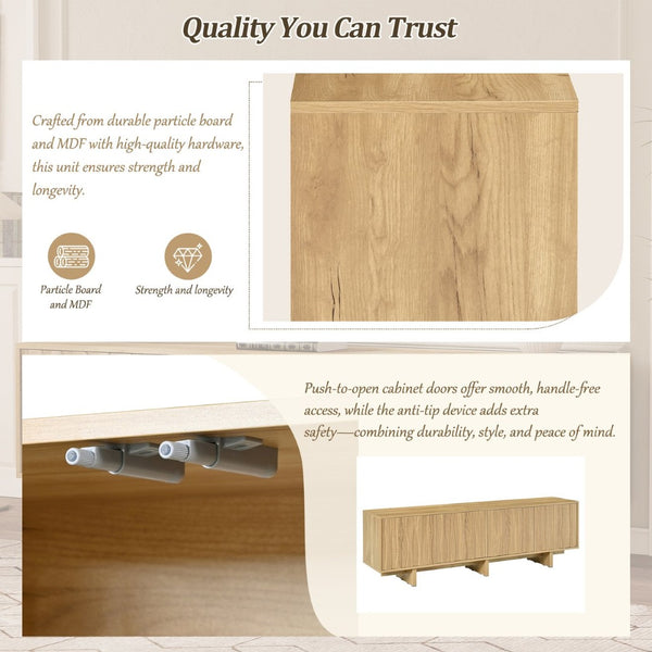 English Elm [video Provided] Retro Wood Grain Media Console with Wavy Doors Fits Tvs up to 75 Inches N721P379534L