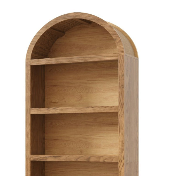 English Elm On-Trend Farmhouse Bookcase Set Two Units Fabric Arched Tops Five Tier Open Display Shelving N721P411205D