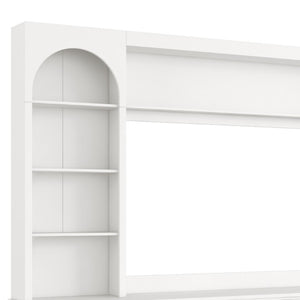 English Elm Tv Stand Media Cabinet with Arched Top Four Drawers and Adjustable Shelving N721P462096K