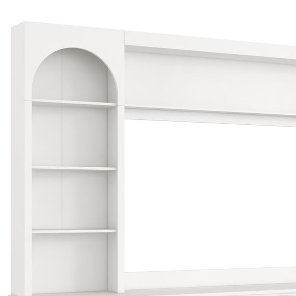 English Elm Tv Stand Media Cabinet with Arched Top Four Drawers and Adjustable Shelving N721P462096K