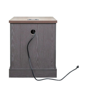 English Elm Farmhouse End Table with Barn Doors Built in Charging Station and Adjustable Cabinet Shelf Grey N721P472220E