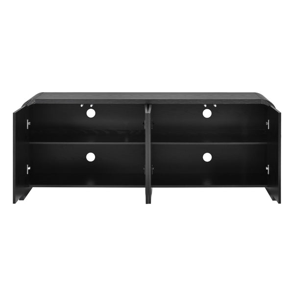 English Elm Farmhouse Wood Grain Media Console with Push Open Cabinets Fits Tvs up to 70 Inches Black N721P473140B
