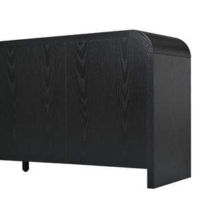 English Elm Farmhouse Wood Grain Media Console with Push Open Cabinets Fits Tvs up to 70 Inches Black N721P473140B