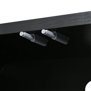 English Elm Farmhouse Wood Grain Media Console with Push Open Cabinets Fits Tvs up to 70 Inches Black N721P473140B