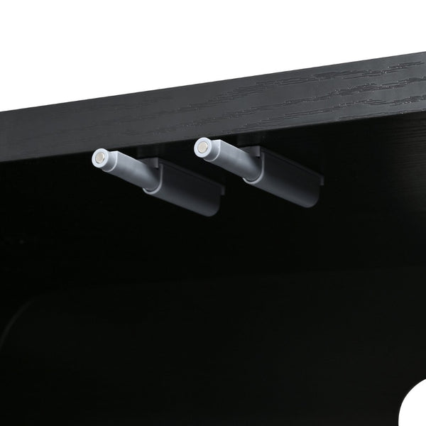 English Elm Farmhouse Wood Grain Media Console with Push Open Cabinets Fits Tvs up to 70 Inches Black N721P473140B