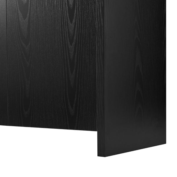 English Elm Farmhouse Wood Grain Media Console with Push Open Cabinets Fits Tvs up to 70 Inches Black N721P473140B