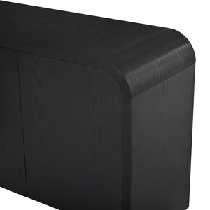 English Elm Farmhouse Wood Grain Media Console with Push Open Cabinets Fits Tvs up to 70 Inches Black N721P473140B