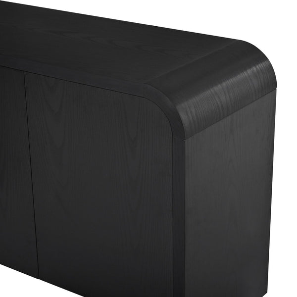 English Elm Farmhouse Wood Grain Media Console with Push Open Cabinets Fits Tvs up to 70 Inches Black N721P473140B