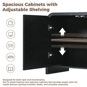 English Elm Farmhouse Wood Grain Media Console with Push Open Cabinets Fits Tvs up to 70 Inches Black N721P473140B