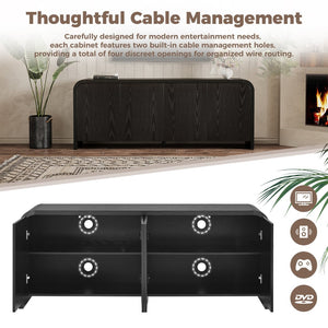 English Elm Farmhouse Wood Grain Media Console with Push Open Cabinets Fits Tvs up to 70 Inches Black N721P473140B