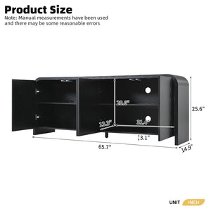 English Elm Farmhouse Wood Grain Media Console with Push Open Cabinets Fits Tvs up to 70 Inches Black N721P473140B