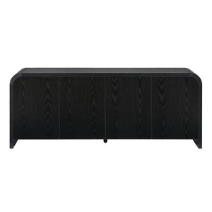 English Elm Farmhouse Wood Grain Media Console with Push Open Cabinets Fits Tvs up to 70 Inches Black N721P473140B