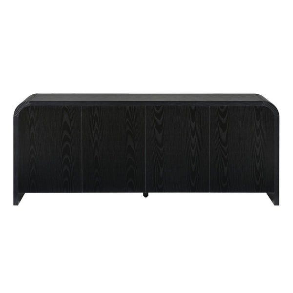 English Elm Farmhouse Wood Grain Media Console with Push Open Cabinets Fits Tvs up to 70 Inches Black N721P473140B