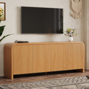 English Elm Farmhouse Wood Grain Media Console with Push Open Cabinets Fits Tvs up to 70 Inches Natural N721P473140D