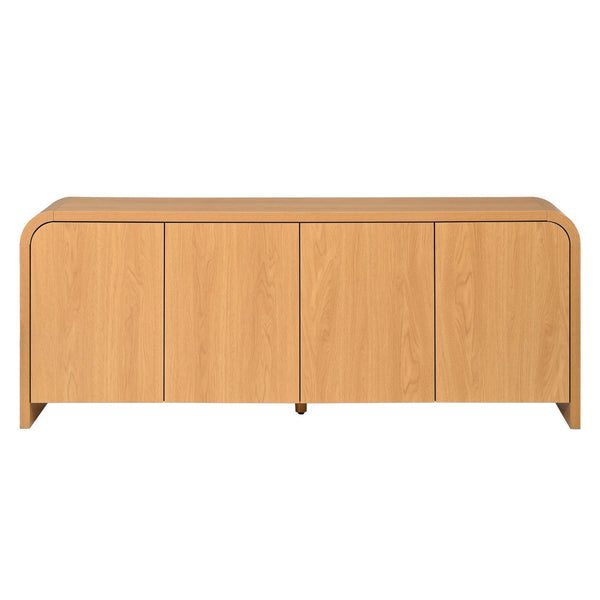 English Elm Farmhouse Wood Grain Media Console with Push Open Cabinets Fits Tvs up to 70 Inches Natural N721P473140D