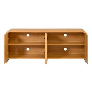English Elm Farmhouse Wood Grain Media Console with Push Open Cabinets Fits Tvs up to 70 Inches Natural N721P473140D