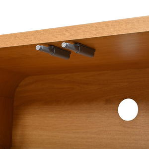 English Elm Farmhouse Wood Grain Media Console with Push Open Cabinets Fits Tvs up to 70 Inches Natural N721P473140D
